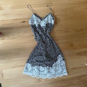 Floral Lace Trim Midi Dress